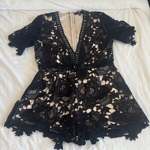 Missguided Black Lace Floral Romper